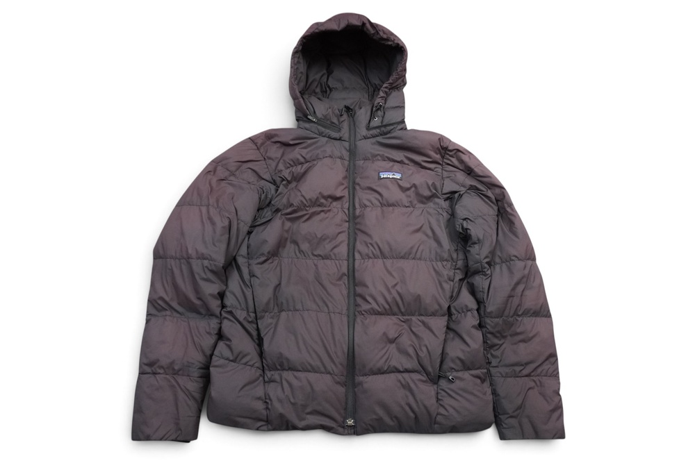 Patagonia Jacket Mens Small Faded Black Hooded Puffer Full Zip Insulated Outdoor